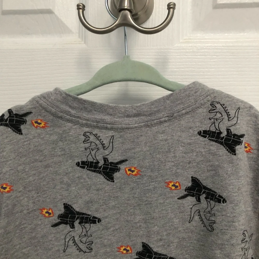 Hanna Andersson 120 boys sz 6 7 T-shirt Godzilla Spaceship Dino Cotton